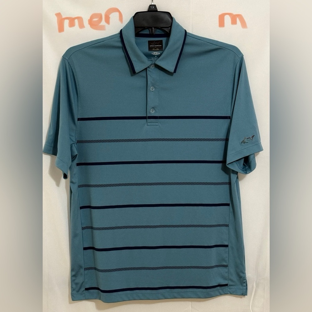 Men's Blue Striped Polo Shirt